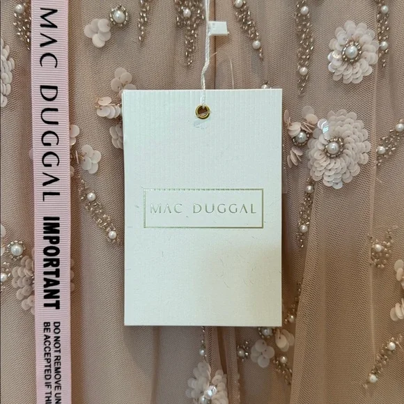 Mac Duggal 9199 Ruffled Floral Embellished Flutter Sleeve A-Line Gown Sz 16 NWT - Picture 11 of 12